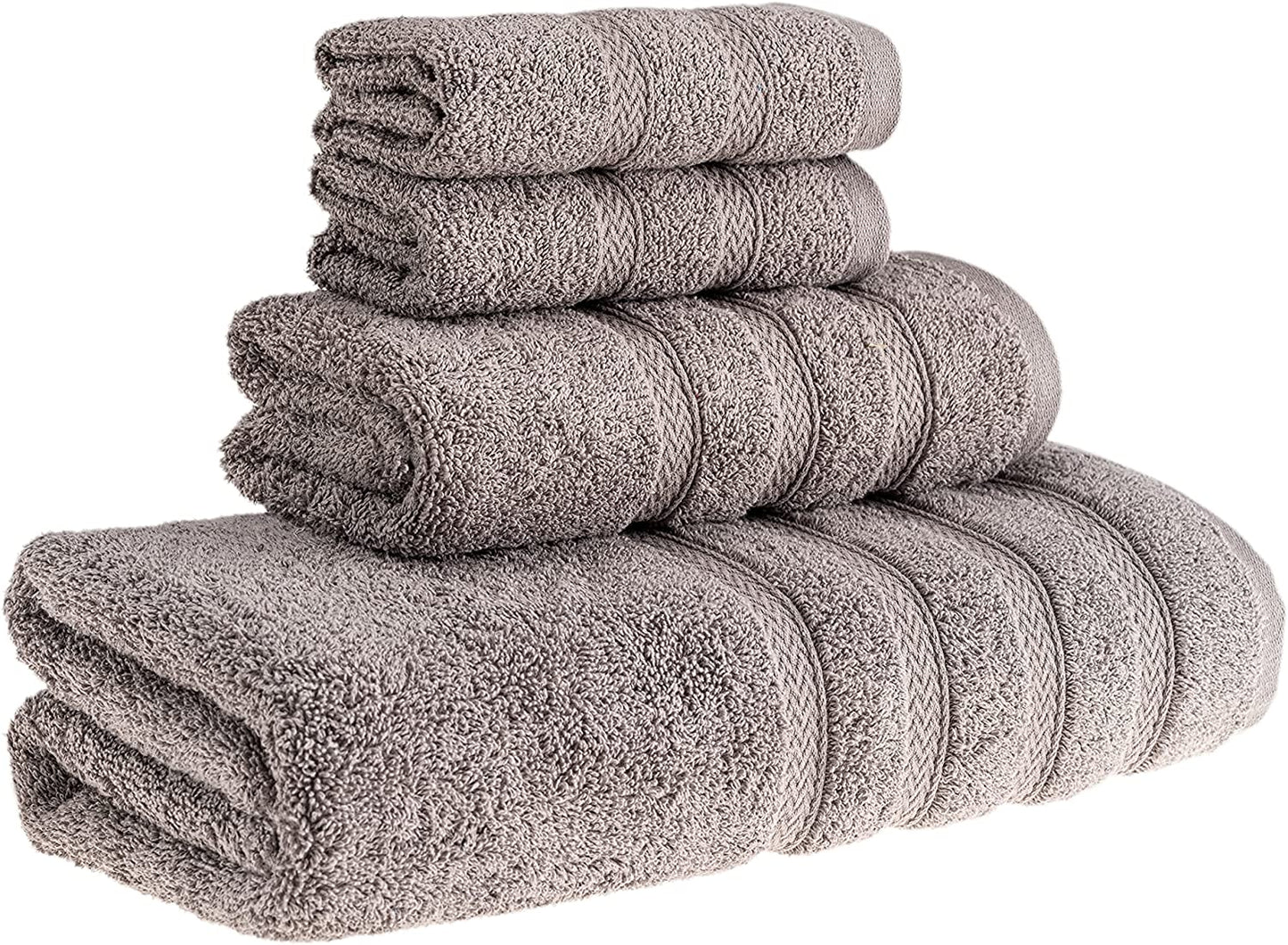 HALLEY Decorative Turkish Towels Set, 4 Pieces - Highly Absorbent & Fade Resistant Fabric, 100% Cotton - 1 Bath Towels, 1 Hand Towels, 2 Washcloths - Gray