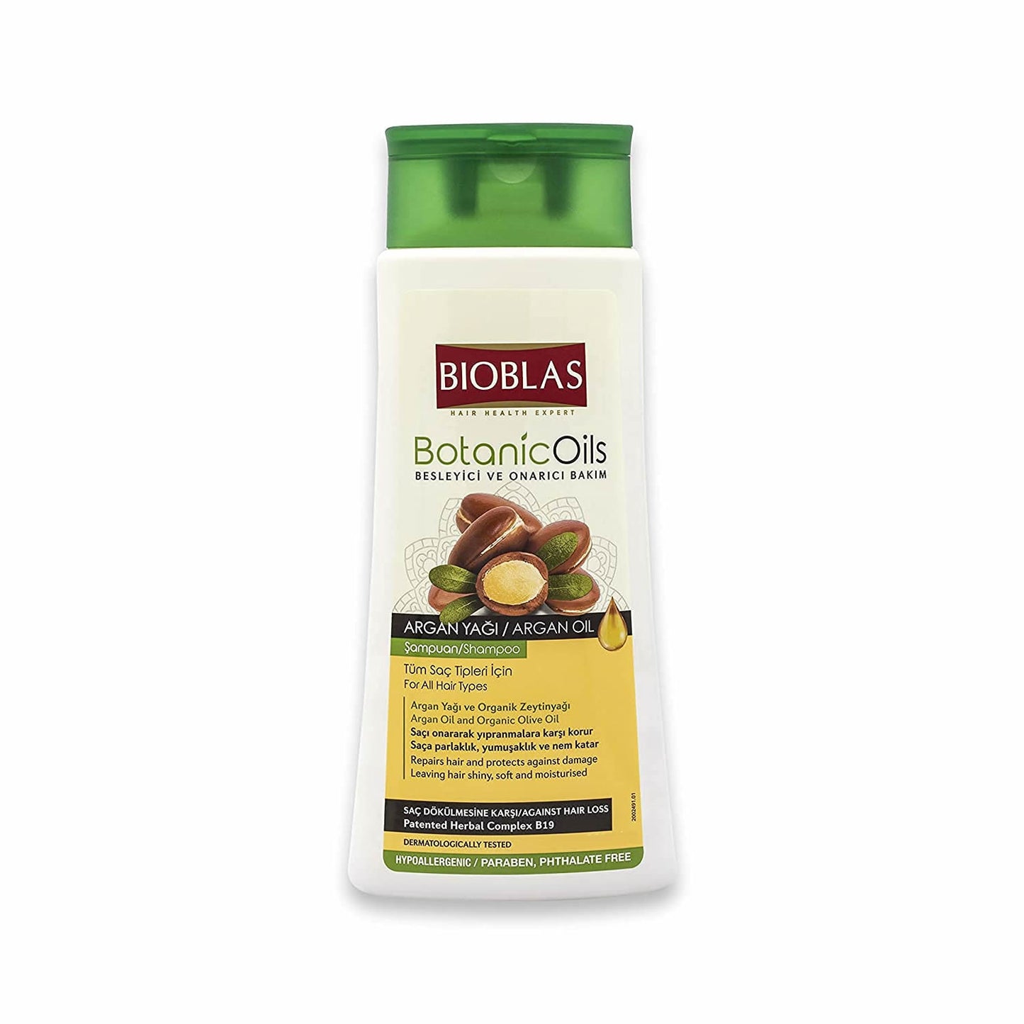 Bioblas Argan Oil & Organic Olive Oil Hair Loss Shampoo for Men and Women, Dermatologically Tested Hypoallergenic - 12 oz