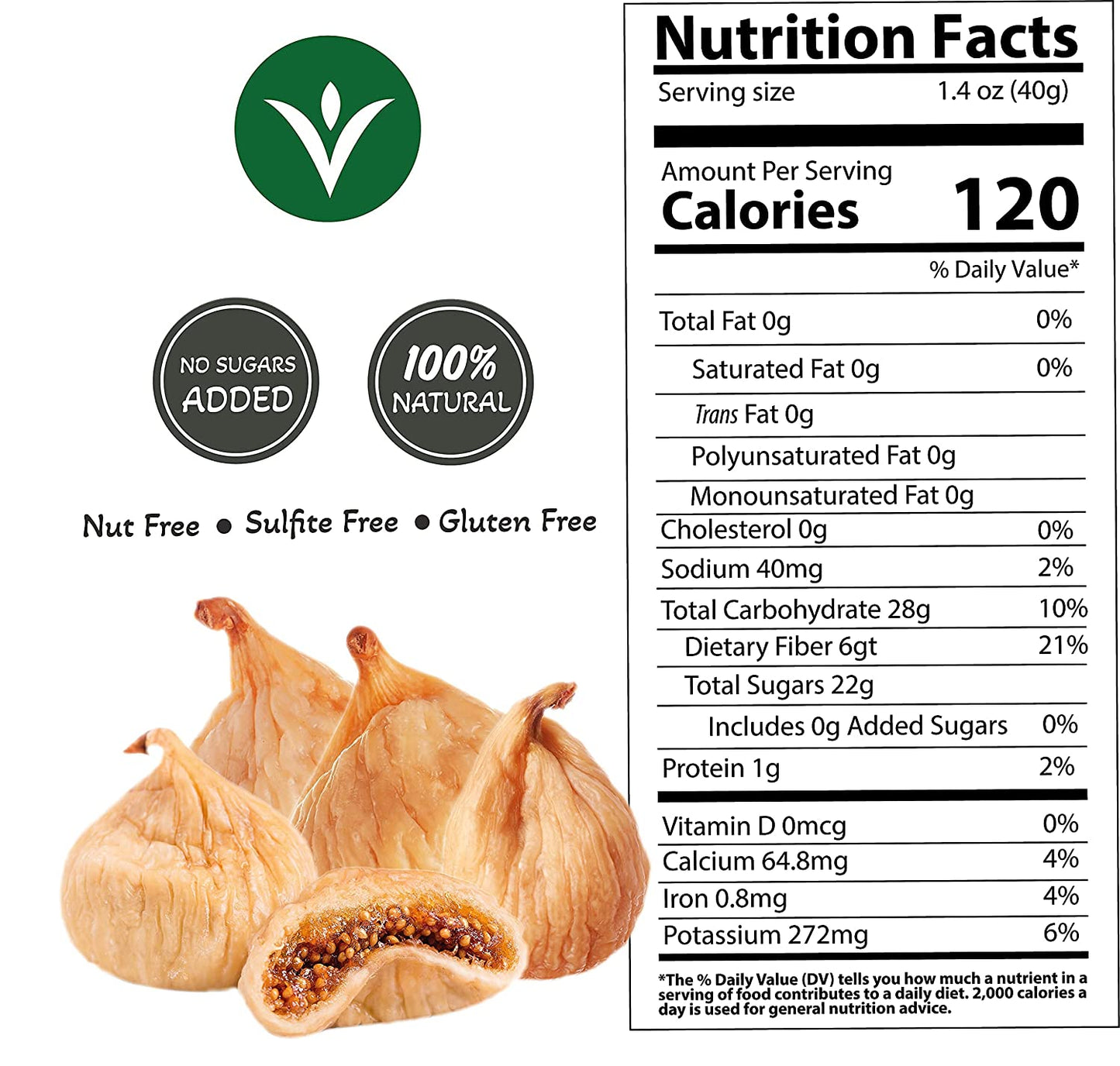 HARVEAST Sun Dried Figs, 2 Lbs - Natural Turkish Whole Dried Smyrna Figs Fruit, No Sugar Added, Non-GMO, Unsulfured, Gluten Free & Kosher – Tender & Sweet Dehydrated Figs Vegan Snack in Resealable Bag