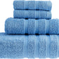 HALLEY Decorative Turkish Towels Set, 4 Pieces - Highly Absorbent & Fade Resistant Fabric, 100% Cotton - 1 Bath Towels, 1 Hand Towels, 2 Washcloths - Blue