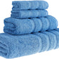 HALLEY Decorative Turkish Towels Set, 4 Pieces - Highly Absorbent & Fade Resistant Fabric, 100% Cotton - 1 Bath Towels, 1 Hand Towels, 2 Washcloths - Blue