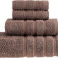 HALLEY Decorative Turkish Towels Set, 4 Pieces - Highly Absorbent & Fade Resistant Fabric, 100% Cotton - 1 Bath Towels, 1 Hand Towels, 2 Washcloths - Brown