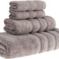 HALLEY Decorative Turkish Towels Set, 4 Pieces - Highly Absorbent & Fade Resistant Fabric, 100% Cotton - 1 Bath Towels, 1 Hand Towels, 2 Washcloths - Gray