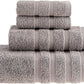 HALLEY Decorative Turkish Towels Set, 4 Pieces - Highly Absorbent & Fade Resistant Fabric, 100% Cotton - 1 Bath Towels, 1 Hand Towels, 2 Washcloths - Gray