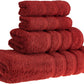 HALLEY Decorative Turkish Towels Set, 4 Pieces - Highly Absorbent & Fade Resistant Fabric, 100% Cotton - 1 Bath Towels, 1 Hand Towels, 2 Washcloths - Red