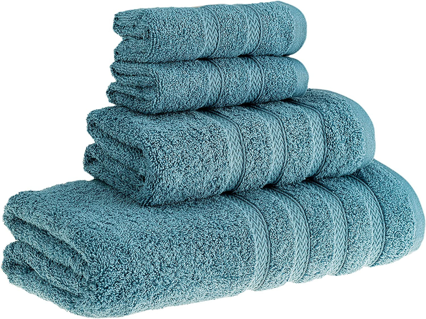 HALLEY Decorative Turkish Towels Set, 4 Pieces - Highly Absorbent & Fade Resistant Fabric, 100% Cotton - 1 Bath Towels, 1 Hand Towels, 2 Washcloths - Turquaz