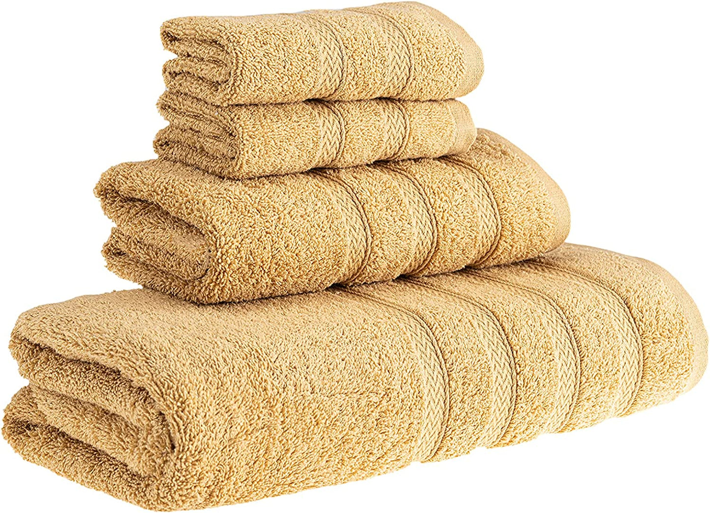 HALLEY Decorative Turkish Towels Set, 4 Pieces - Highly Absorbent & Fade Resistant Fabric, 100% Cotton - 1 Bath Towels, 1 Hand Towels, 2 Washcloths - Yellow