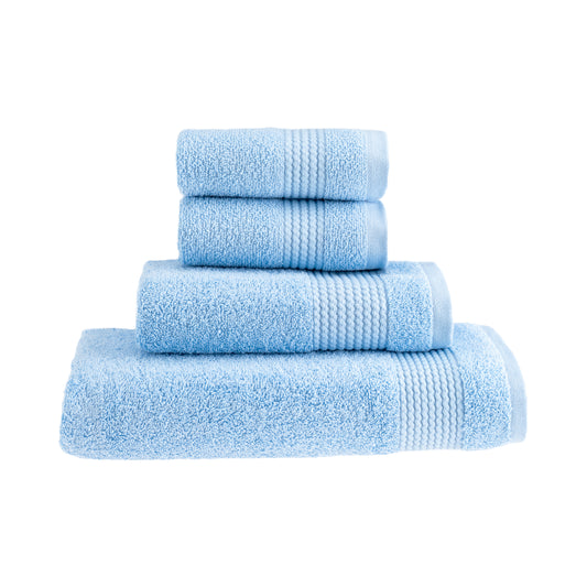 HALLEY Turkish Bath Towels Set – 4 Piece Bathroom Set, Ultra Soft, Machine Washable, Highly Absorbent, 100% Cotton - 650 GSM Luxury Spa Quality, 1 Bath Towels, 1 Hand Towels, 2 Washcloths - Blue