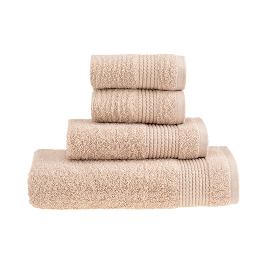 HALLEY Turkish Bath Towels Set – 4 Piece Bathroom Set, Ultra Soft, Machine Washable, Highly Absorbent, 100% Cotton - 650 GSM Luxury Spa Quality, 1 Bath Towels, 1 Hand Towels, 2 Washcloths - Brown