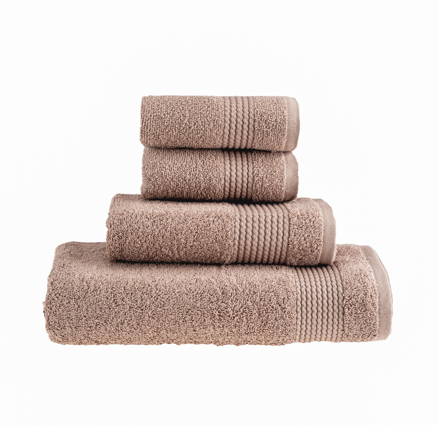 HALLEY Turkish Bath Towels Set – 4 Piece Bathroom Set, Ultra Soft, Machine Washable, Highly Absorbent, 100% Cotton - 650 GSM Luxury Spa Quality, 1 Bath Towels, 1 Hand Towels, 2 Washcloths - Gray