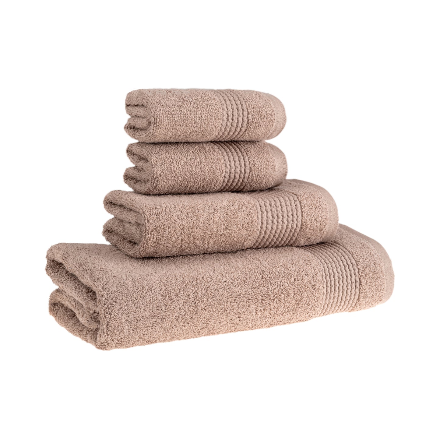 HALLEY Turkish Bath Towels Set – 4 Piece Bathroom Set, Ultra Soft, Machine Washable, Highly Absorbent, 100% Cotton - 650 GSM Luxury Spa Quality, 1 Bath Towels, 1 Hand Towels, 2 Washcloths - Gray