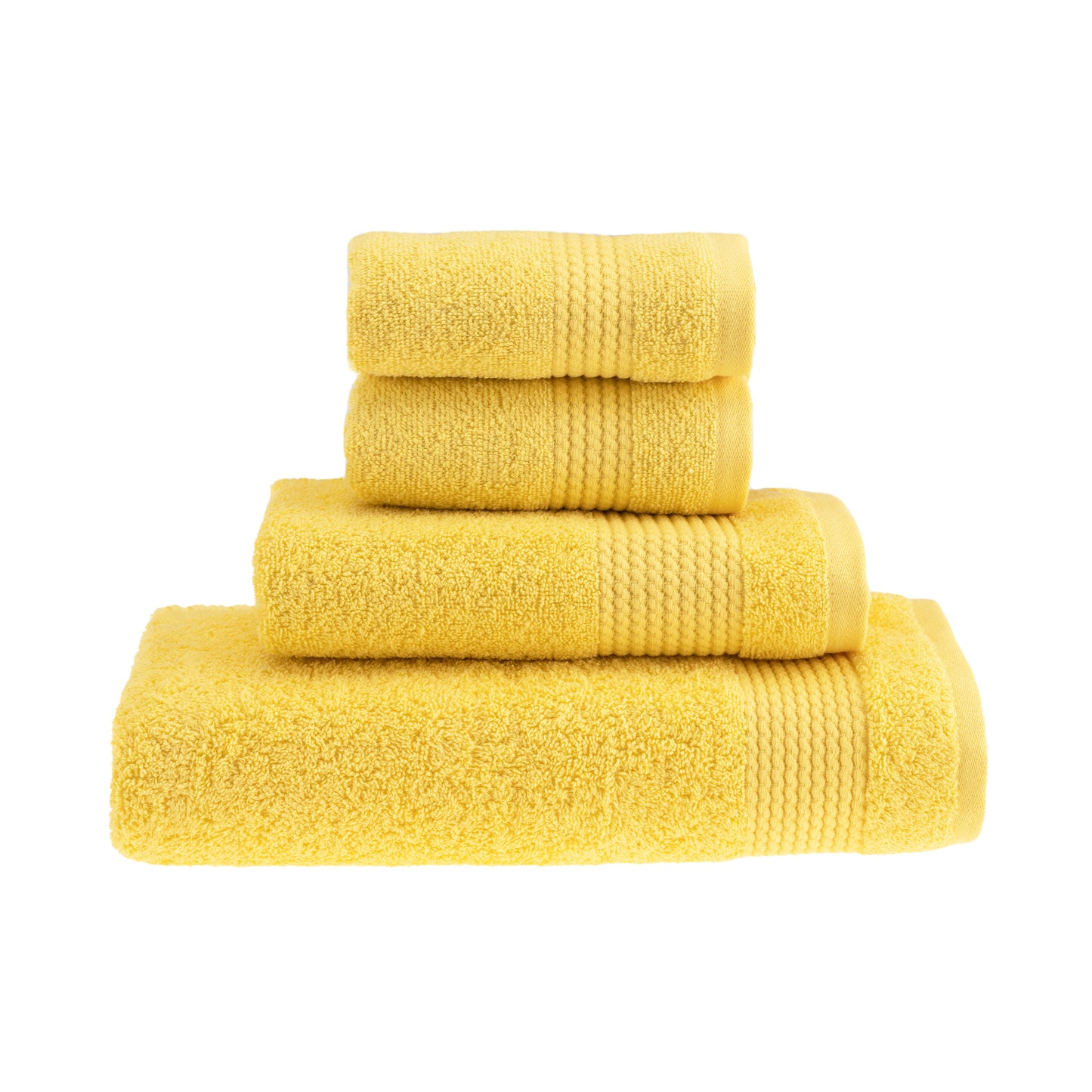 HALLEY Turkish Bath Towels Set – 4 Piece Bathroom Set, Ultra Soft, Machine Washable, Highly Absorbent, 100% Cotton - 650 GSM Luxury Spa Quality, 1 Bath Towels, 1 Hand Towels, 2 Washcloths - Yellow