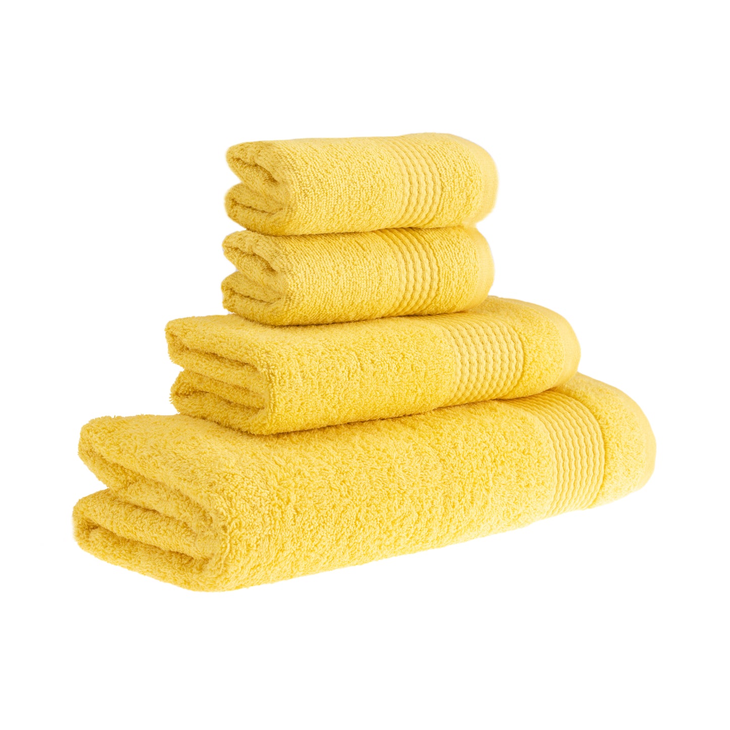 HALLEY Turkish Bath Towels Set – 4 Piece Bathroom Set, Ultra Soft, Machine Washable, Highly Absorbent, 100% Cotton - 650 GSM Luxury Spa Quality, 1 Bath Towels, 1 Hand Towels, 2 Washcloths - Yellow