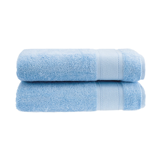 HALLEY Bath Towels 2-Pack - 100% Turkish Cotton Ultra Soft, Absorbent Bathroom Towels - Premium Quality, Machine Washable - Blue