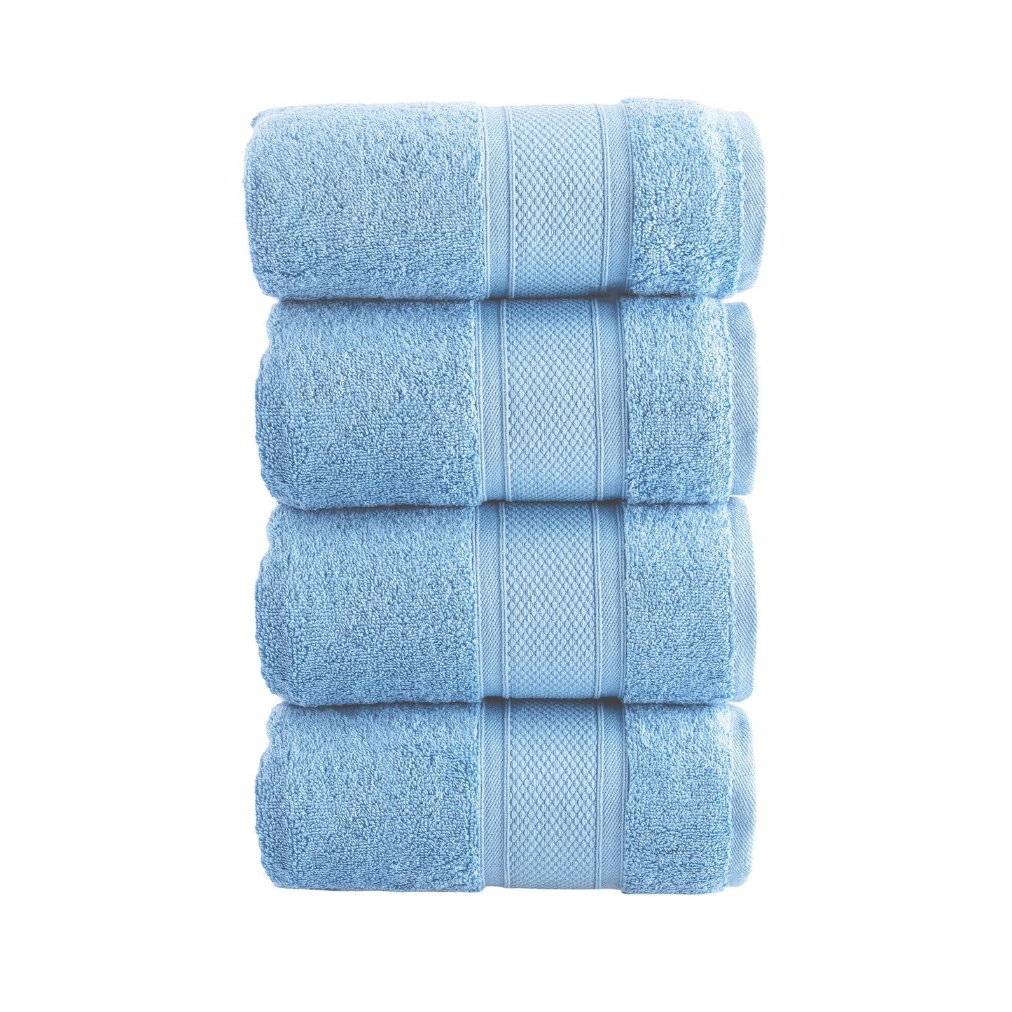 HALLEY Hand Towels 4-Pack - 100% Turkish Cotton Ultra Soft, Absorbent Bathroom Towels - Premium Quality, Machine Washable - Blue