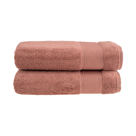 HALLEY Bath Towels 2-Pack - 100% Turkish Cotton Ultra Soft, Absorbent Bathroom Towels - Premium Quality, Machine Washable - Purple Brown