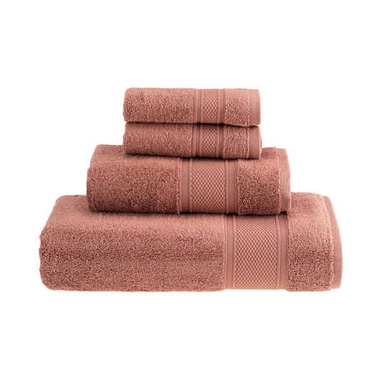 HALLEY Bath Towels 4-Piece Set - 100% Turkish Cotton Ultra Soft, Absorbent Bathroom Towels - Set Includes 1 Bath Towel, 1 Hand Towel, 2 Washcloths - Premium Quality, Machine Washable - Cognac