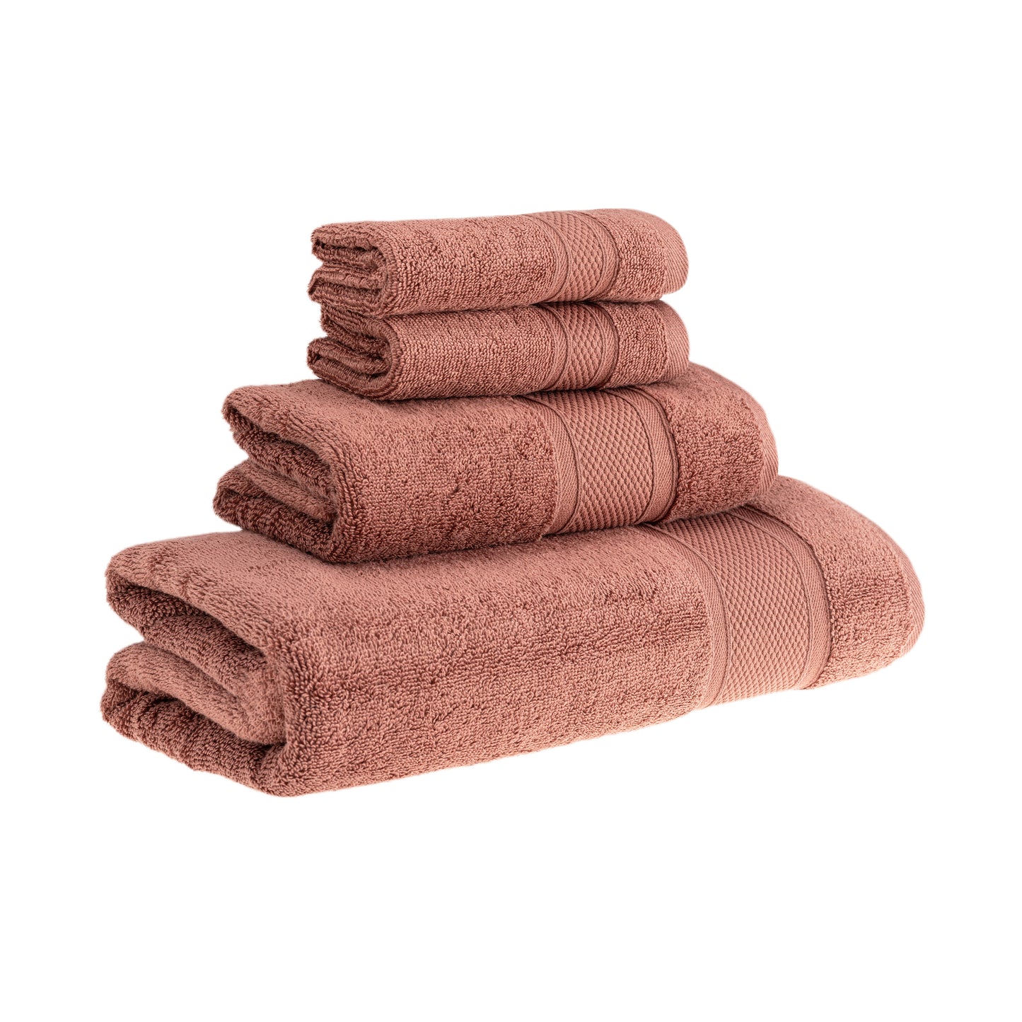 HALLEY Bath Towels 4-Piece Set - 100% Turkish Cotton Ultra Soft, Absorbent Bathroom Towels - Set Includes 1 Bath Towel, 1 Hand Towel, 2 Washcloths - Premium Quality, Machine Washable - Cognac