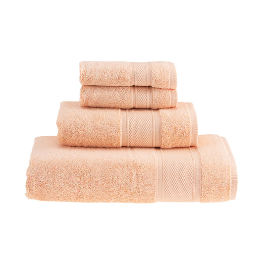 HALLEY Bath Towels 4-Piece Set - 100% Turkish Cotton Ultra Soft, Absorbent Bathroom Towels - Set Includes 1 Bath Towel, 1 Hand Towel, 2 Washcloths - Premium Quality, Machine Washable - Coral