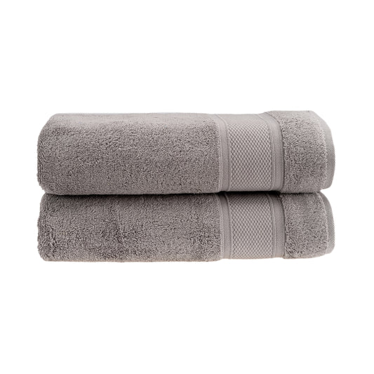 HALLEY Bath Towels 2-Pack - 100% Turkish Cotton Ultra Soft, Absorbent Bathroom Towels - Premium Quality, Machine Washable - Grey