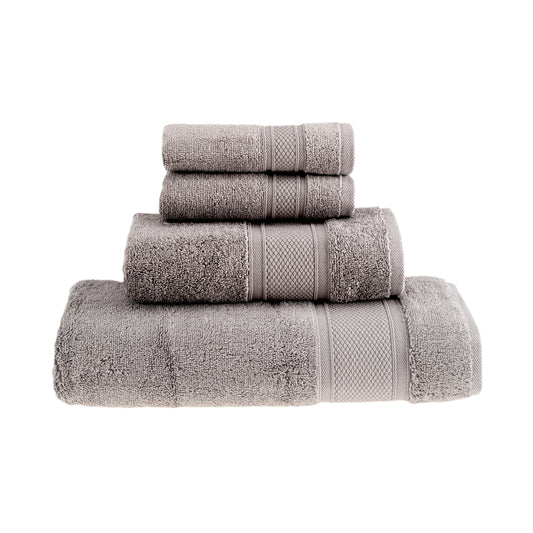 HALLEY Bath Towels 4-Piece Set - 100% Turkish Cotton Ultra Soft, Absorbent Bathroom Towels - Set Includes 1 Bath Towel, 1 Hand Towel, 2 Washcloths - Premium Quality, Machine Washable - Grey