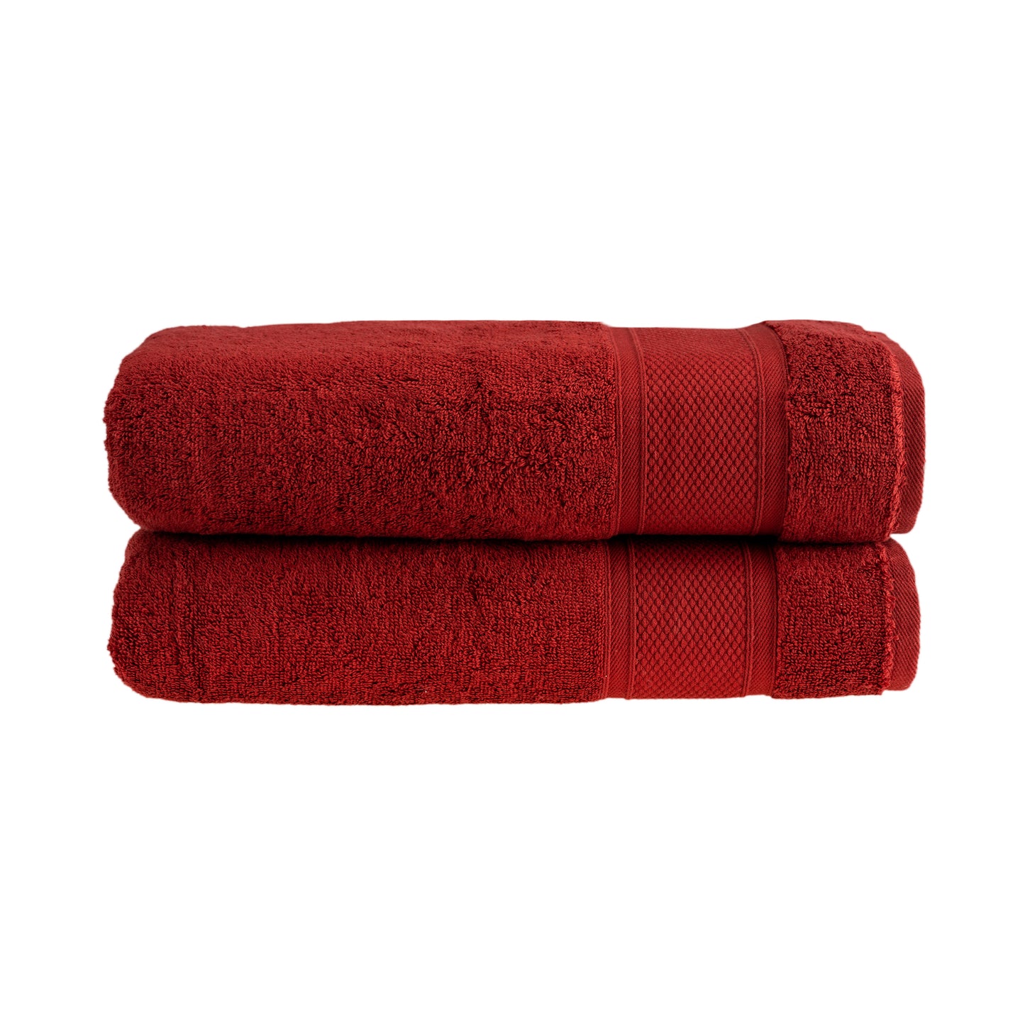 HALLEY Bath Towels 2-Pack - 100% Turkish Cotton Ultra Soft, Absorbent Bathroom Towels - Premium Quality, Machine Washable - Red