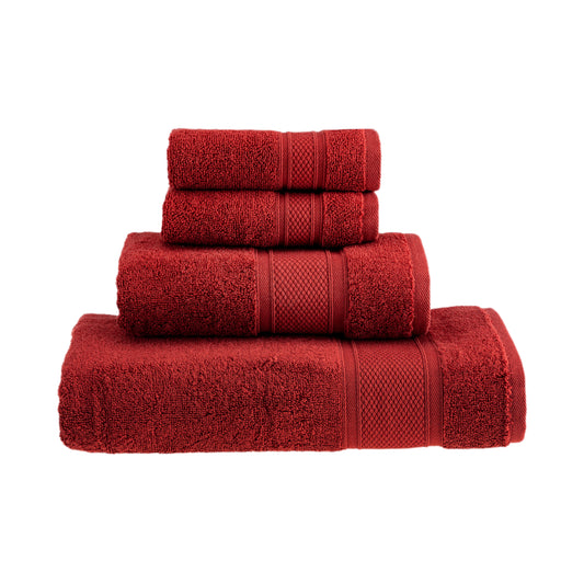 HALLEY Bath Towels 4-Piece Set - 100% Turkish Cotton Ultra Soft, Absorbent Bathroom Towels - Set Includes 1 Bath Towel, 1 Hand Towel, 2 Washcloths - Premium Quality, Machine Washable - Red