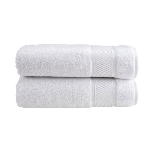 HALLEY Bath Towels 2-Pack - 100% Turkish Cotton Ultra Soft, Absorbent Bathroom Towels - Premium Quality, Machine Washable - White