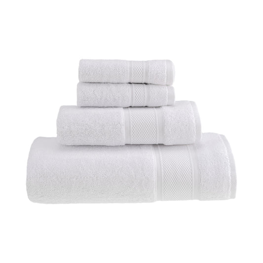 HALLEY Bath Towels 4-Piece Set - 100% Turkish Cotton Ultra Soft, Absorbent Bathroom Towels - Set Includes 1 Bath Towel, 1 Hand Towel, 2 Washcloths - Premium Quality, Machine Washable - White