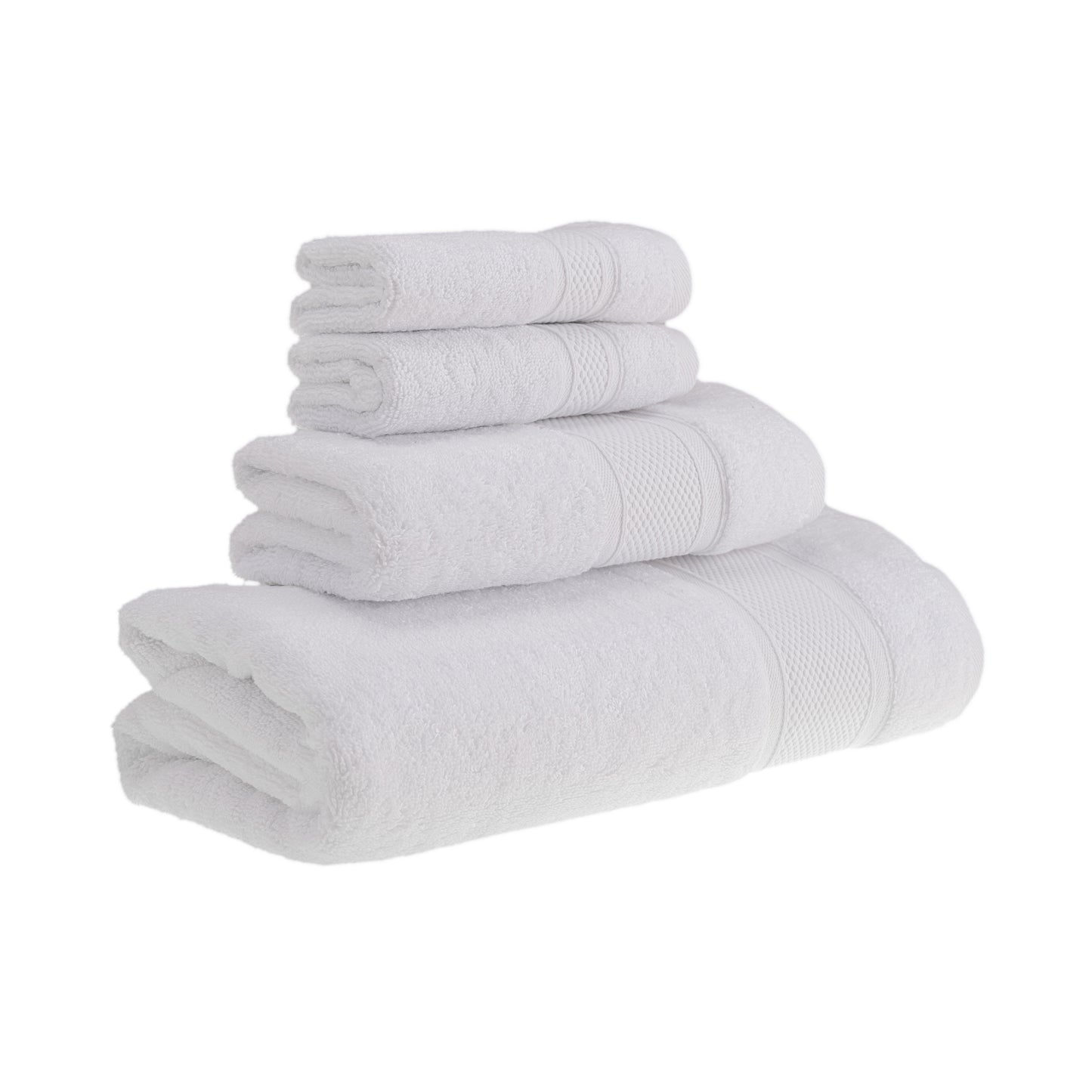 HALLEY Bath Towels 4-Piece Set - 100% Turkish Cotton Ultra Soft, Absorbent Bathroom Towels - Set Includes 1 Bath Towel, 1 Hand Towel, 2 Washcloths - Premium Quality, Machine Washable - White