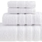 HALLEY Decorative Turkish Towels Set, 4 Pieces - Highly Absorbent & Fade Resistant Fabric, 100% Cotton - 1 Bath Towels, 1 Hand Towels, 2 Washcloths - White