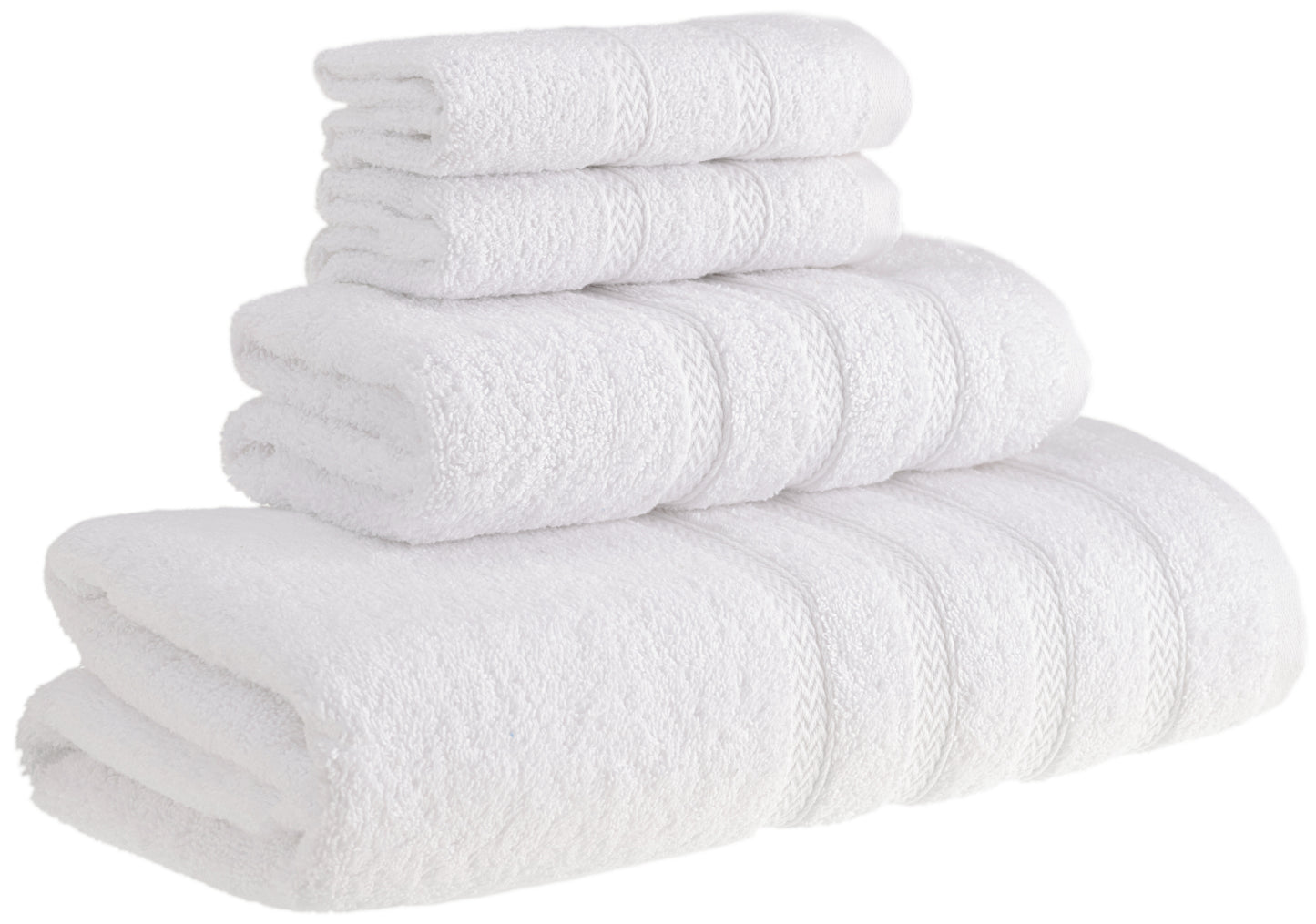 HALLEY Decorative Turkish Towels Set, 4 Pieces - Highly Absorbent & Fade Resistant Fabric, 100% Cotton - 1 Bath Towels, 1 Hand Towels, 2 Washcloths - White