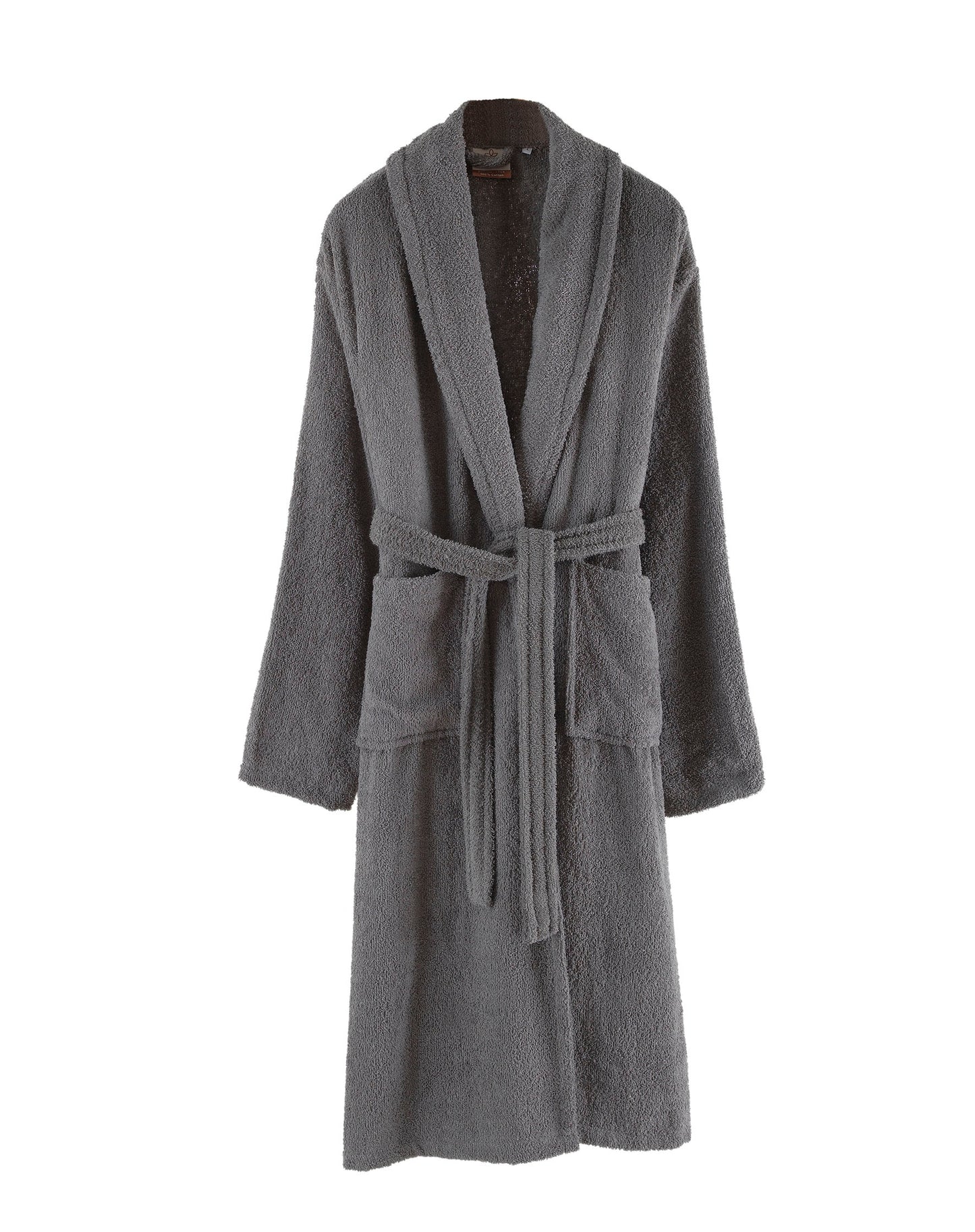 Halley Luxury Bathrobe for Women & Men, Shawl Collar Spa Bath Robes Terry Cotton Ultra Soft Shower Robe with Pockets Grey (L)