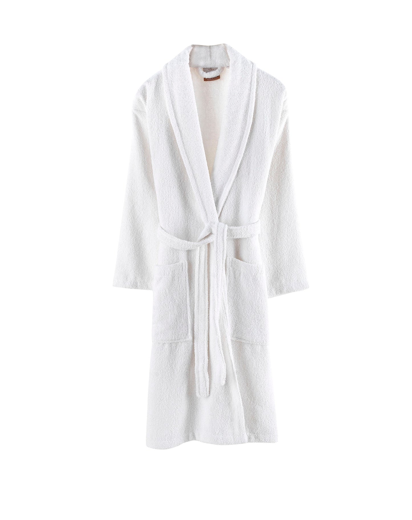 Halley Luxury Bathrobe for Women & Men, Shawl Collar Spa Bath Robes Terry Cotton Ultra Soft Shower Robe with Pockets White (L)