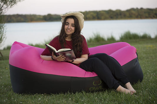 3OWL Dual Color Inflatable Lazy Air Bed - Pink/Black