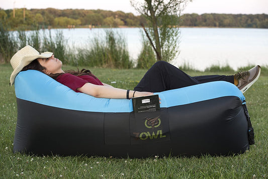 3OWL Dual Color Inflatable Lazy Air Bed - Blue/Black