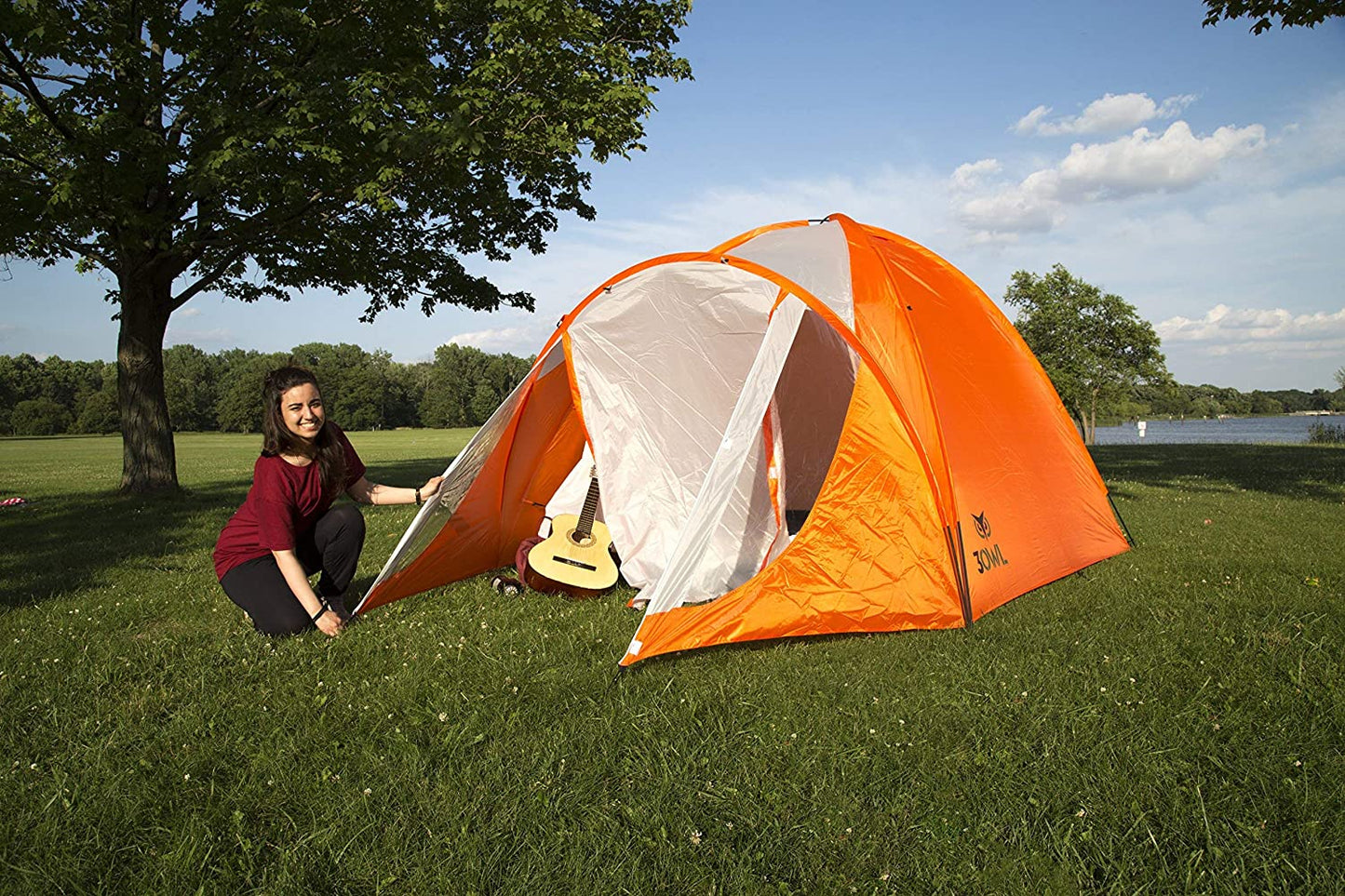 3OWL Everglades 5-Person Tent Perfect for Hiking, Camping, and Outdoors - Orange